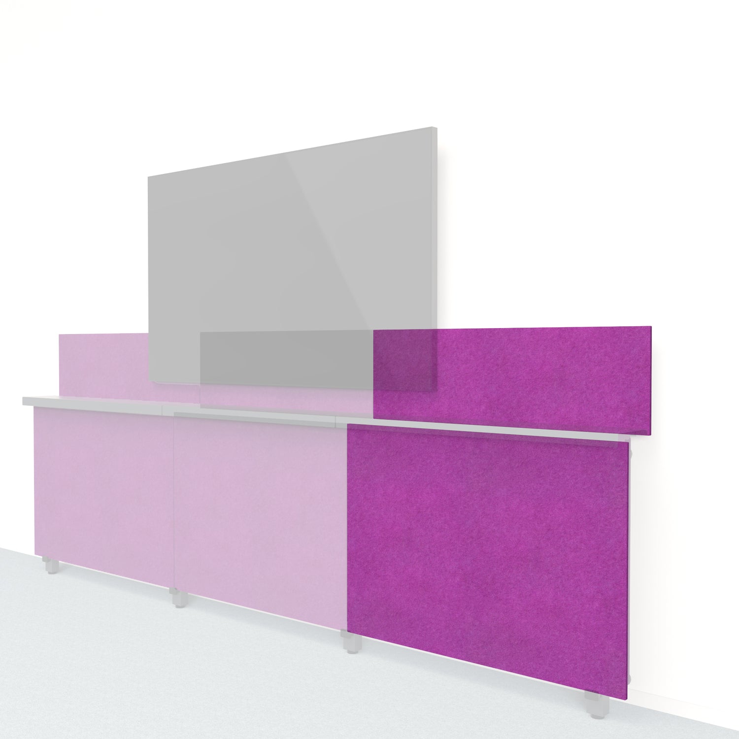 Heckler Framework Short Outer Panel &amp; Backsplash in Lavender Felt Right — modular lavender PET felt AV wall panel for the Heckler Framework system.