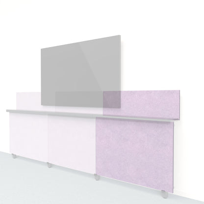 Heckler Framework Short Outer Panel &amp; Backsplash in Lilac Felt Right — modular lilac PET felt AV wall panel for the Heckler Framework system.