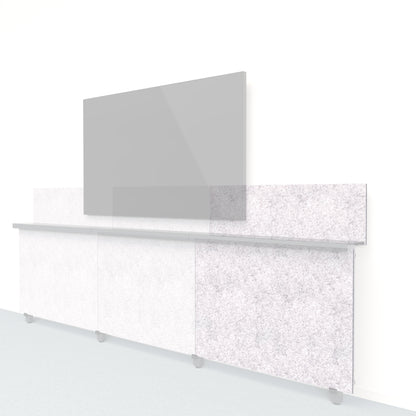 Heckler Framework Short Outer Panel &amp; Backsplash in Nickel Felt Right — modular nickel silver PET felt AV wall panel for the Heckler Framework system.