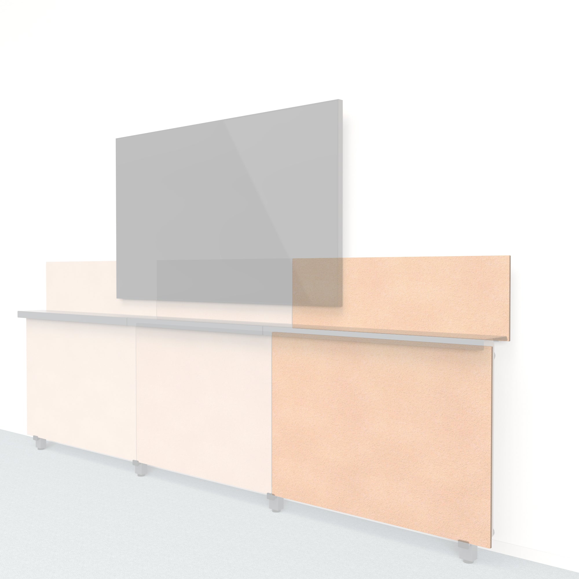 Heckler Framework Short Outer Panel &amp; Backsplash in Porcelain Felt Right — modular porcelain white PET felt AV wall panel for the Heckler Framework system.