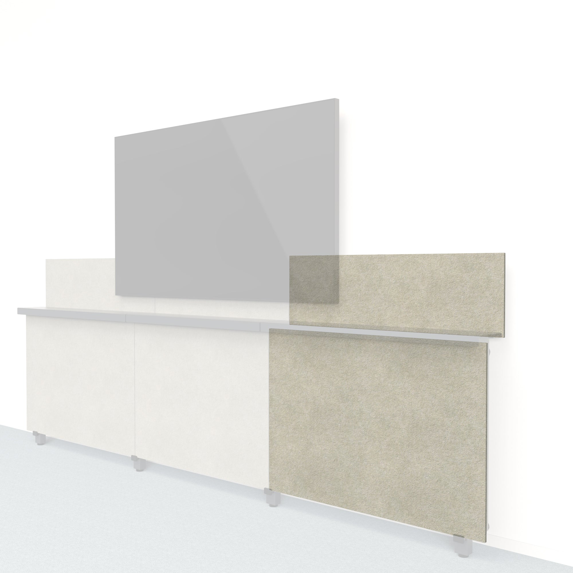 Heckler Framework Short Outer Panel &amp; Backsplash in Sage Felt Right — modular sage green PET felt AV wall panel for the Heckler Framework system.