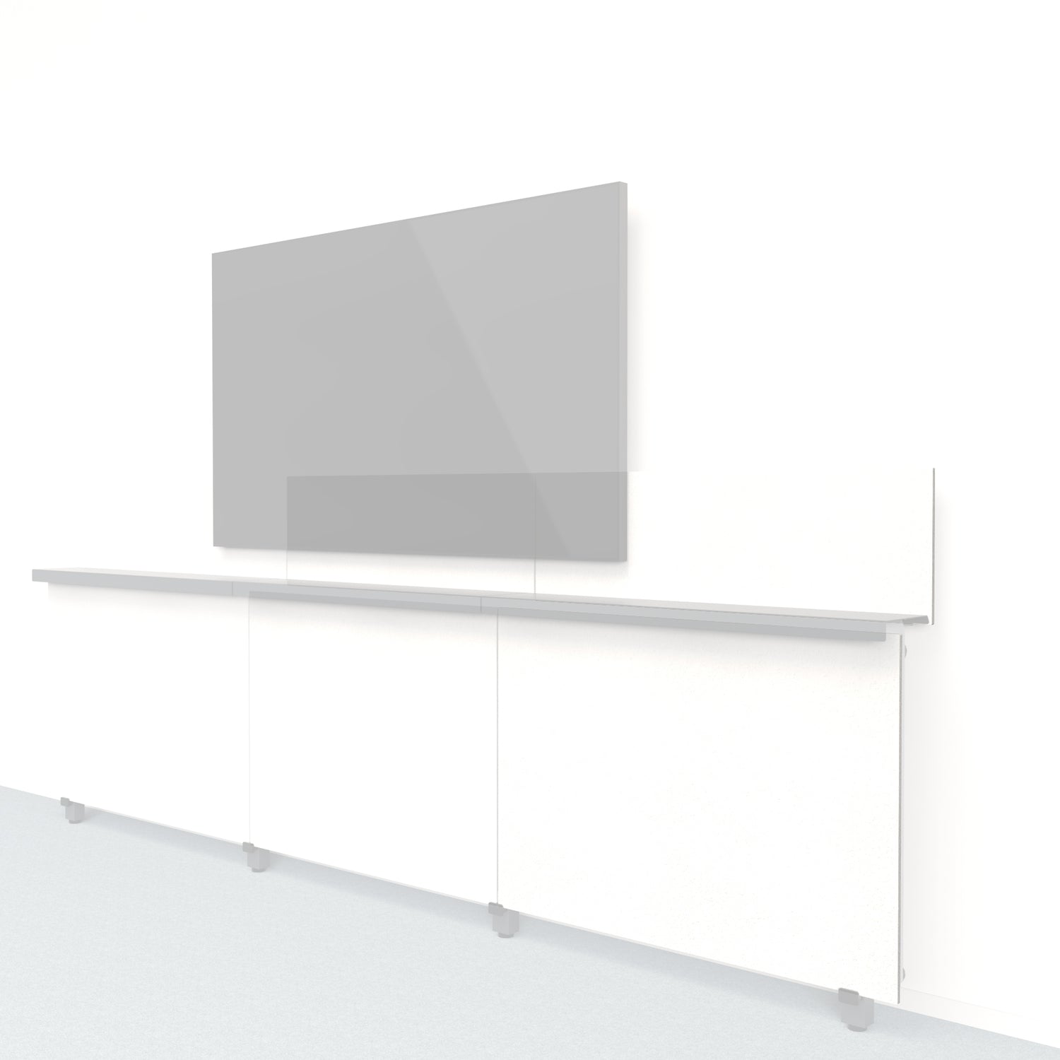 Heckler Framework Short Outer Panel &amp; Backsplash in Zinc Felt Right — modular zinc gray PET felt AV wall panel for the Heckler Framework system.