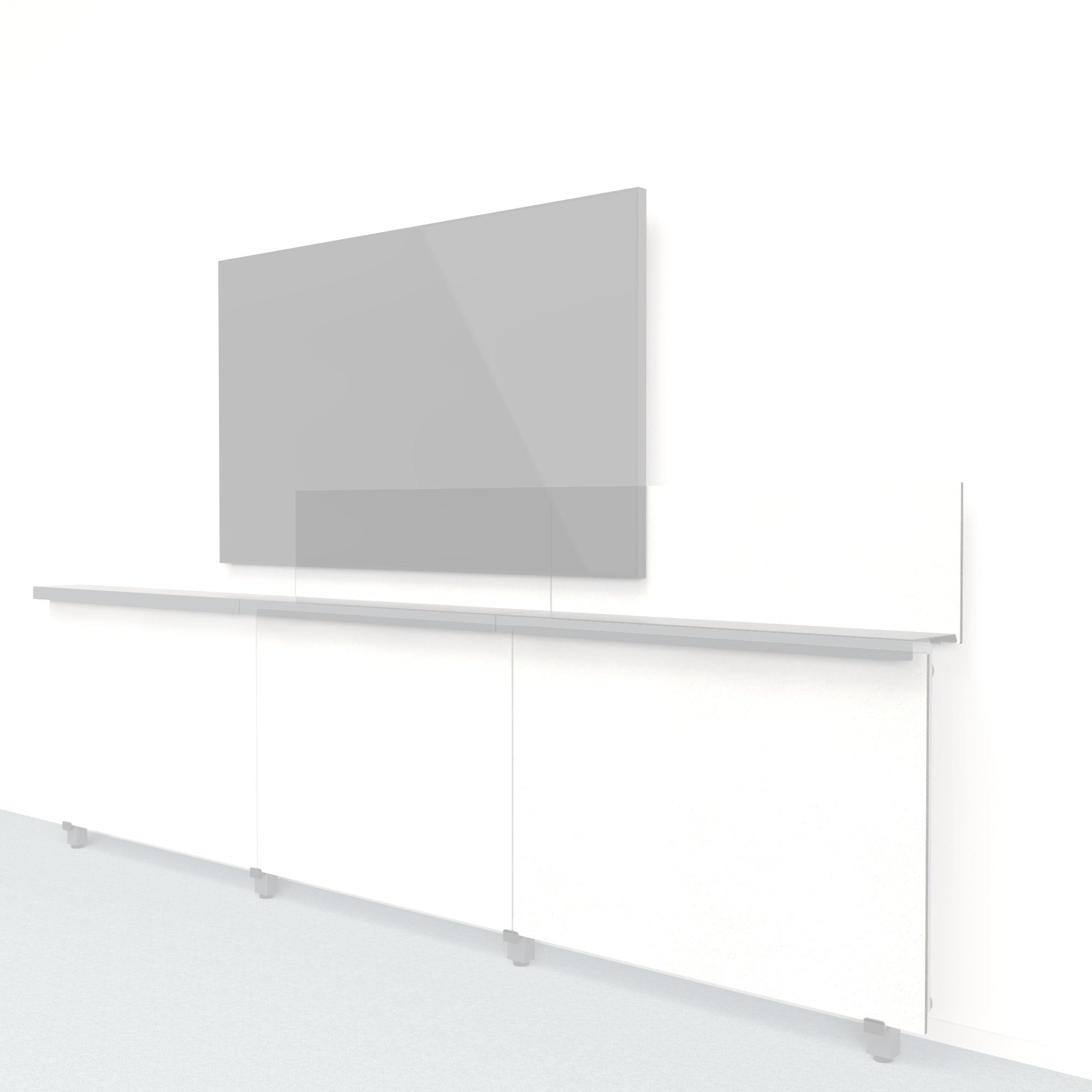 Heckler Framework Short Outer Panel &amp; Backsplash in Zinc Felt Right — modular zinc gray PET felt AV wall panel for the Heckler Framework system.