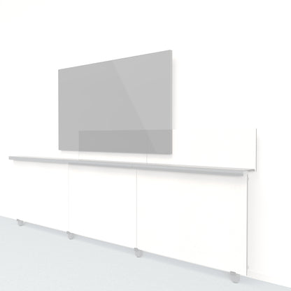 Heckler Framework Short Outer Panel &amp; Backsplash in Zinc Felt Right — modular zinc gray PET felt AV wall panel for the Heckler Framework system.