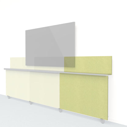 Heckler Framework Short Outer Panel &amp; Backsplash in Aloe Felt Right — modular aloe green PET felt AV wall panel for the Heckler Framework system.