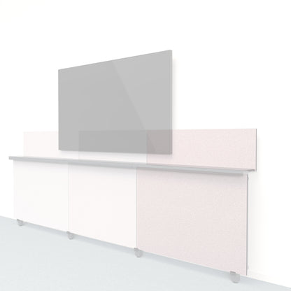 Heckler Framework Short Outer Panel &amp; Backsplash in Fog Felt Right — modular fog gray PET felt AV wall panel for the Heckler Framework system.