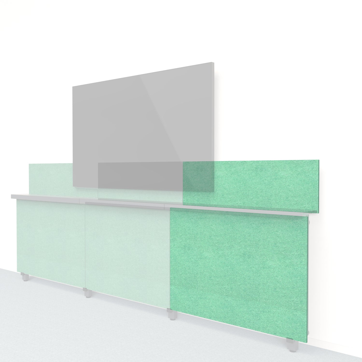 Heckler Framework Short Outer Panel &amp; Backsplash in Mint Felt Right — modular mint green PET felt AV wall panel for the Heckler Framework system.