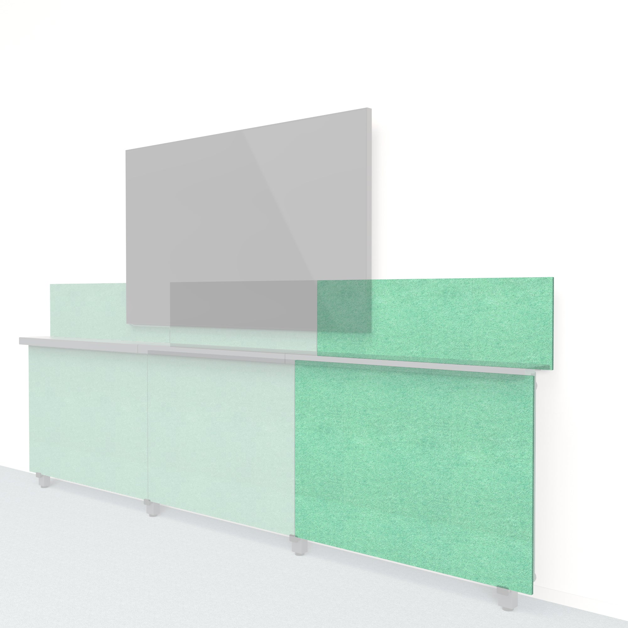 Heckler Framework Short Outer Panel &amp; Backsplash in Mint Felt Right — modular mint green PET felt AV wall panel for the Heckler Framework system.