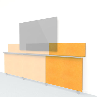 Heckler Framework Short Outer Panel &amp; Backsplash in Mustard Felt Right — modular mustard-yellow PET felt AV wall panel for the Heckler Framework system.