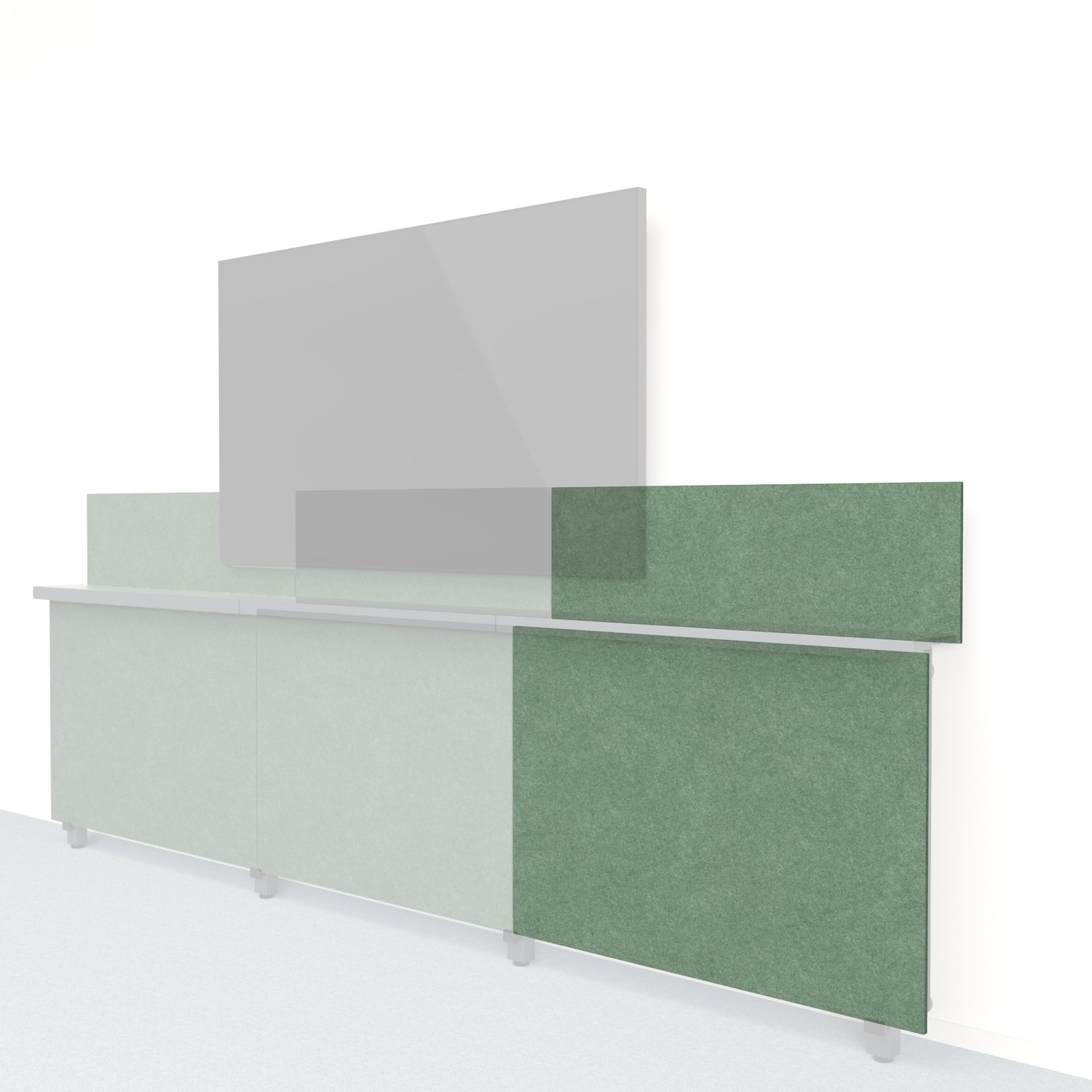 Heckler Framework Short Outer Panel &amp; Backsplash in Palm Felt Right — modular deep palm green PET felt AV wall panel for the Heckler Framework system.
