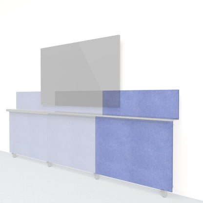 Heckler Framework Short Outer Panel &amp; Backsplash in Periwinkle Felt Right — modular periwinkle blue PET felt AV wall panel for the Heckler Framework system.