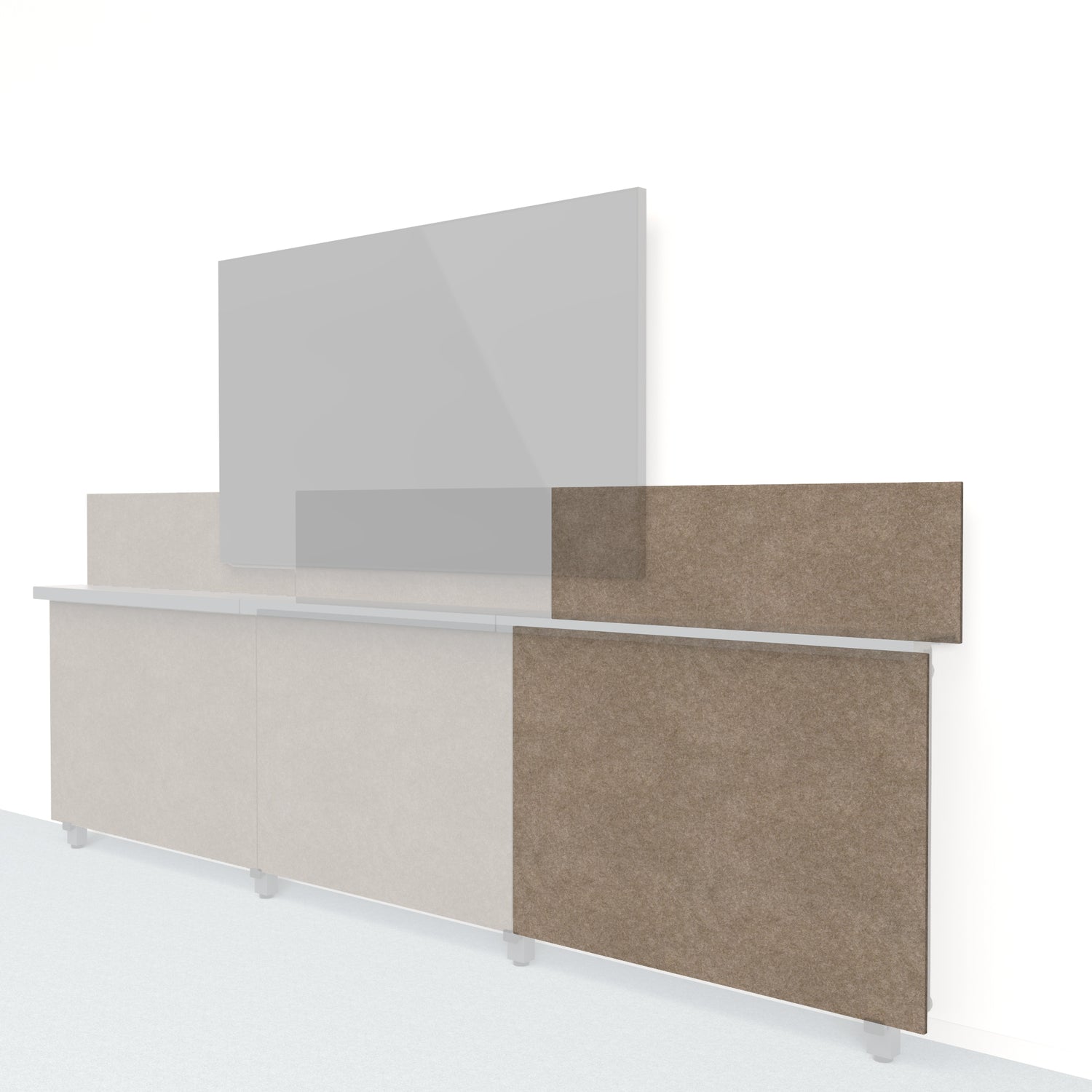 Heckler Framework Short Outer Panel &amp; Backsplash in Timber Felt Right — modular timber brown PET felt AV wall panel for the Heckler Framework system.