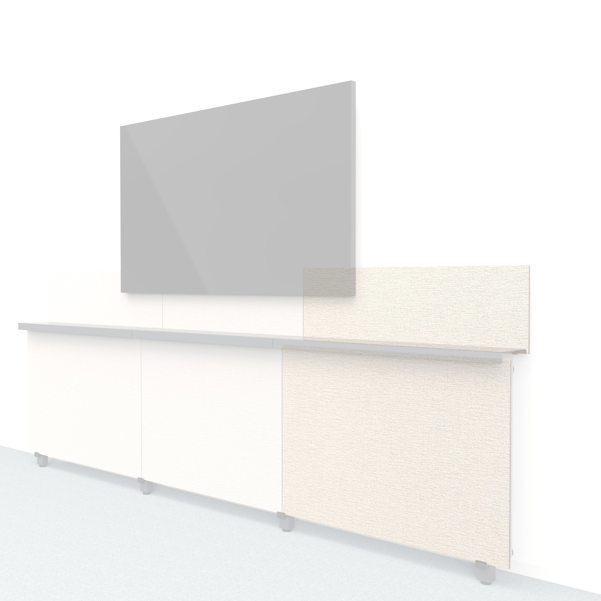 Heckler Framework Short Outer Panel &amp; Backsplash in Off White Maharam textile — modular textile-wrapped off-white AV wall panel for the Heckler Framework system.