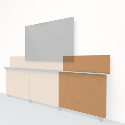 Heckler Framework Short Outer Panel &amp; Backsplash in Castle Oak wood look — modular white-oak-woodgrain AV wall panel for the Heckler Framework system.