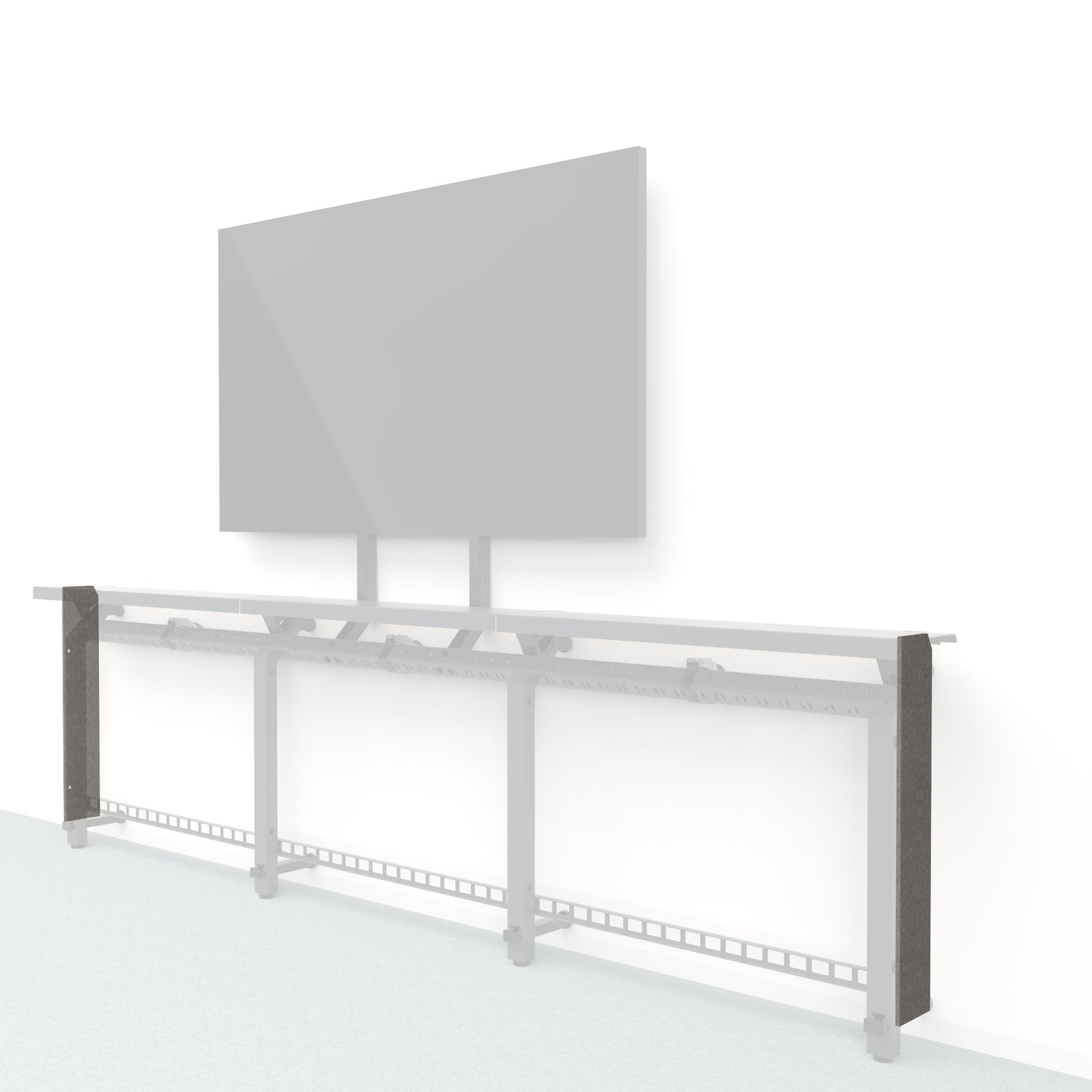 Heckler Framework Short End Cap in Ash Felt Right — modular ash gray PET felt end panel for the Heckler Framework AV wall system.