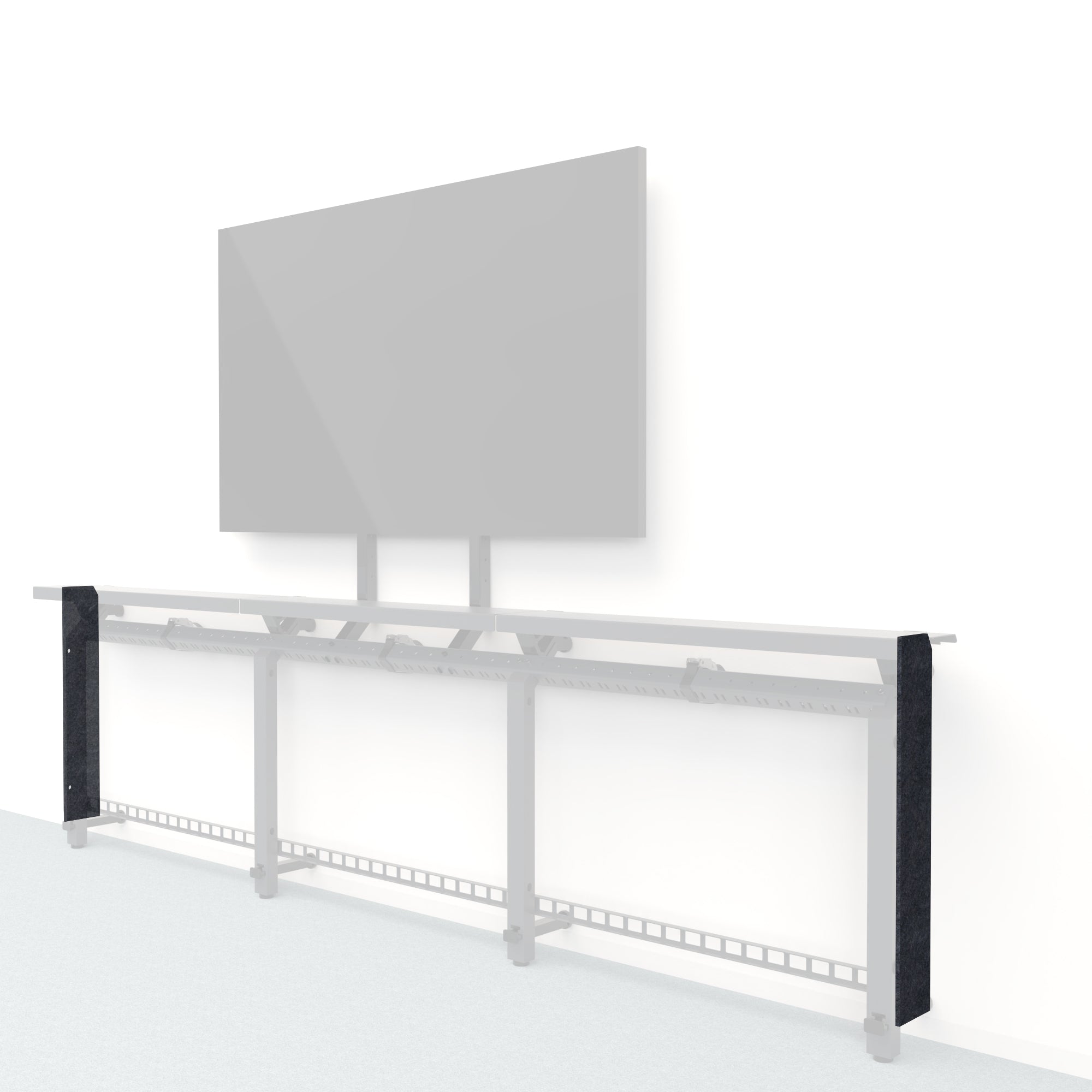 Heckler Framework Short End Cap in Cast Felt Right — modular cast gray PET felt end panel for the Heckler Framework AV wall system.