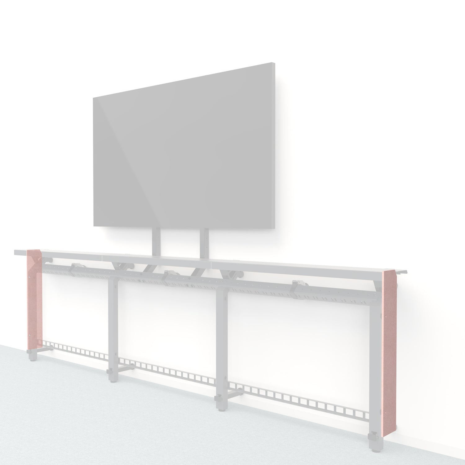 Heckler Framework Short End Cap in Coral Felt Right — modular coral PET felt end panel for the Heckler Framework AV wall system.