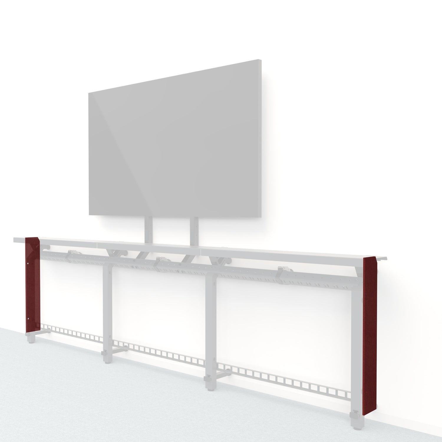 Heckler Framework Short End Cap in Crimson Felt Right — modular crimson red PET felt end panel for the Heckler Framework AV wall system.