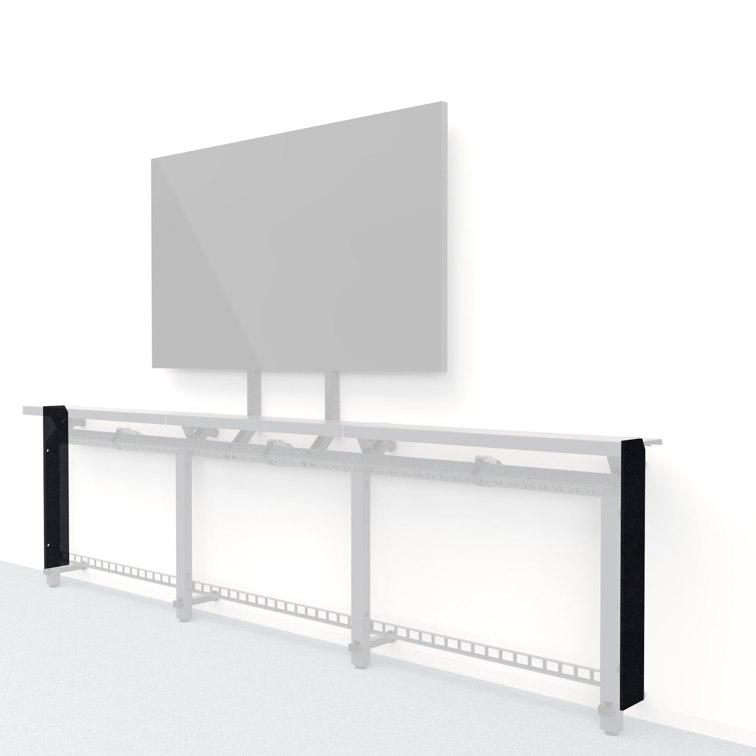 Heckler Framework Short End Cap in Ebony Felt Right — modular ebony black PET felt end panel for the Heckler Framework AV wall system.