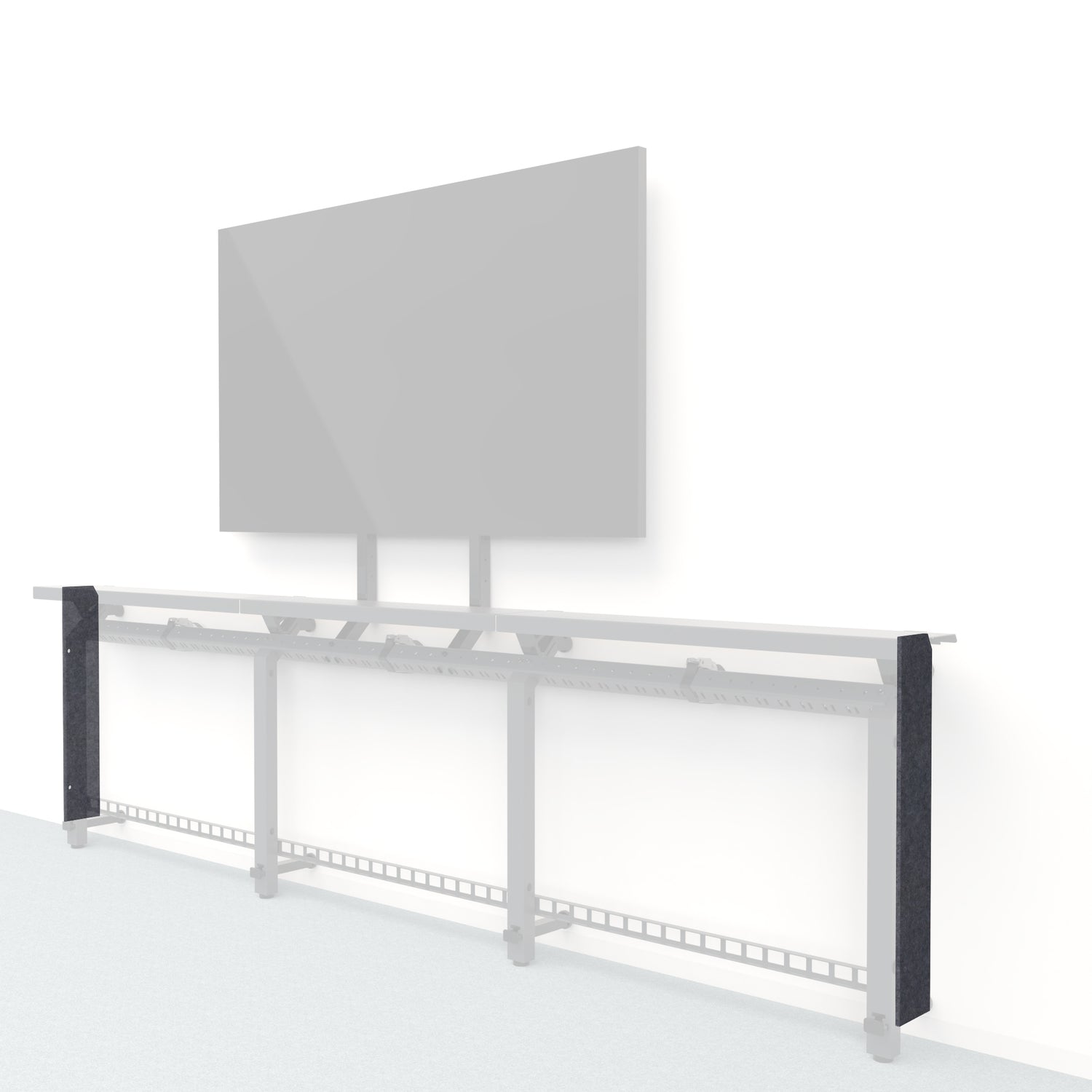 Heckler Framework Short End Cap in Mineral Felt Right — modular mineral gray PET felt end panel for the Heckler Framework AV wall system.