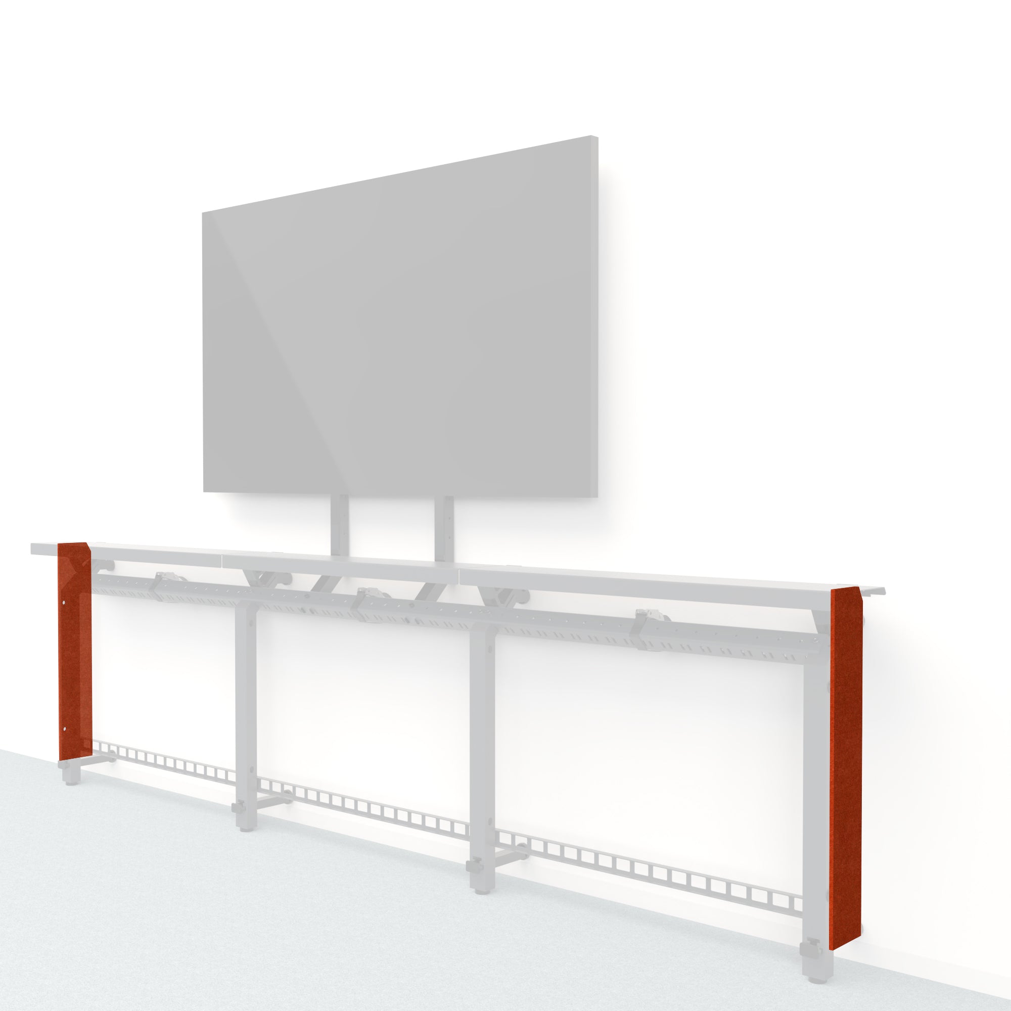 Heckler Framework Short End Cap in Moab Felt Right — modular terracotta rust PET felt end panel for the Heckler Framework AV wall system.
