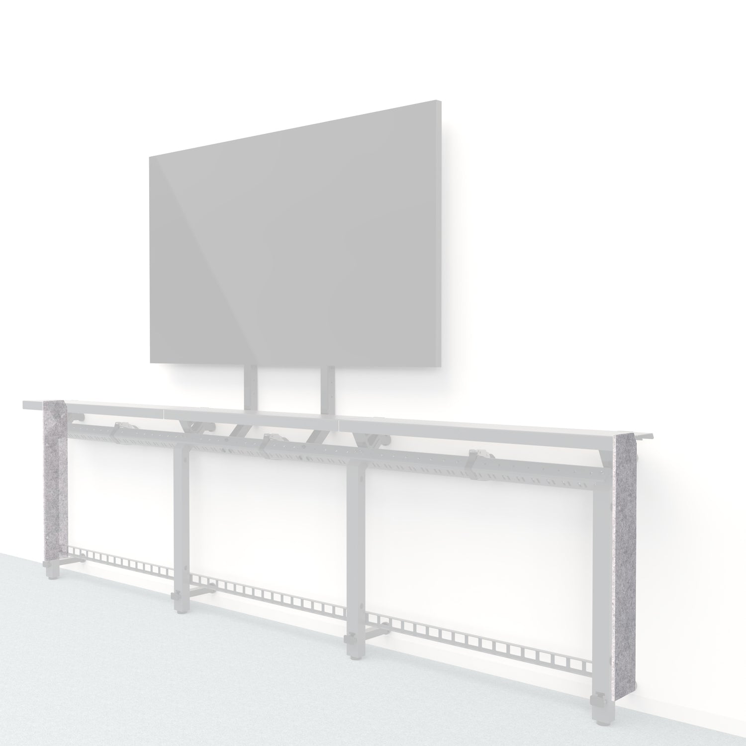 Heckler Framework Short End Cap in Nickel Felt Right — modular nickel silver PET felt end panel for the Heckler Framework AV wall system.