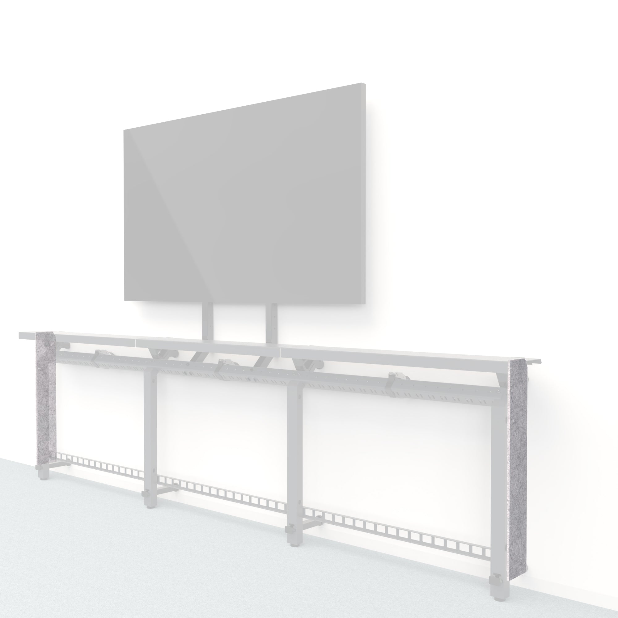 Heckler Framework Short End Cap in Nickel Felt Right — modular nickel silver PET felt end panel for the Heckler Framework AV wall system.