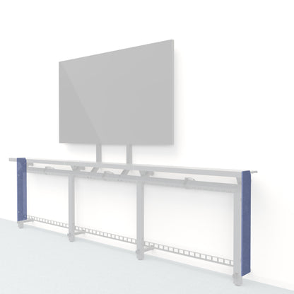 Heckler Framework Short End Cap in Periwinkle Felt Right — modular periwinkle blue PET felt end panel for the Heckler Framework AV wall system.