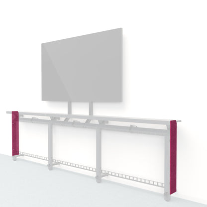 Heckler Framework Short End Cap in Raspberry Felt Right — modular raspberry red PET felt end panel for the Heckler Framework AV wall system.