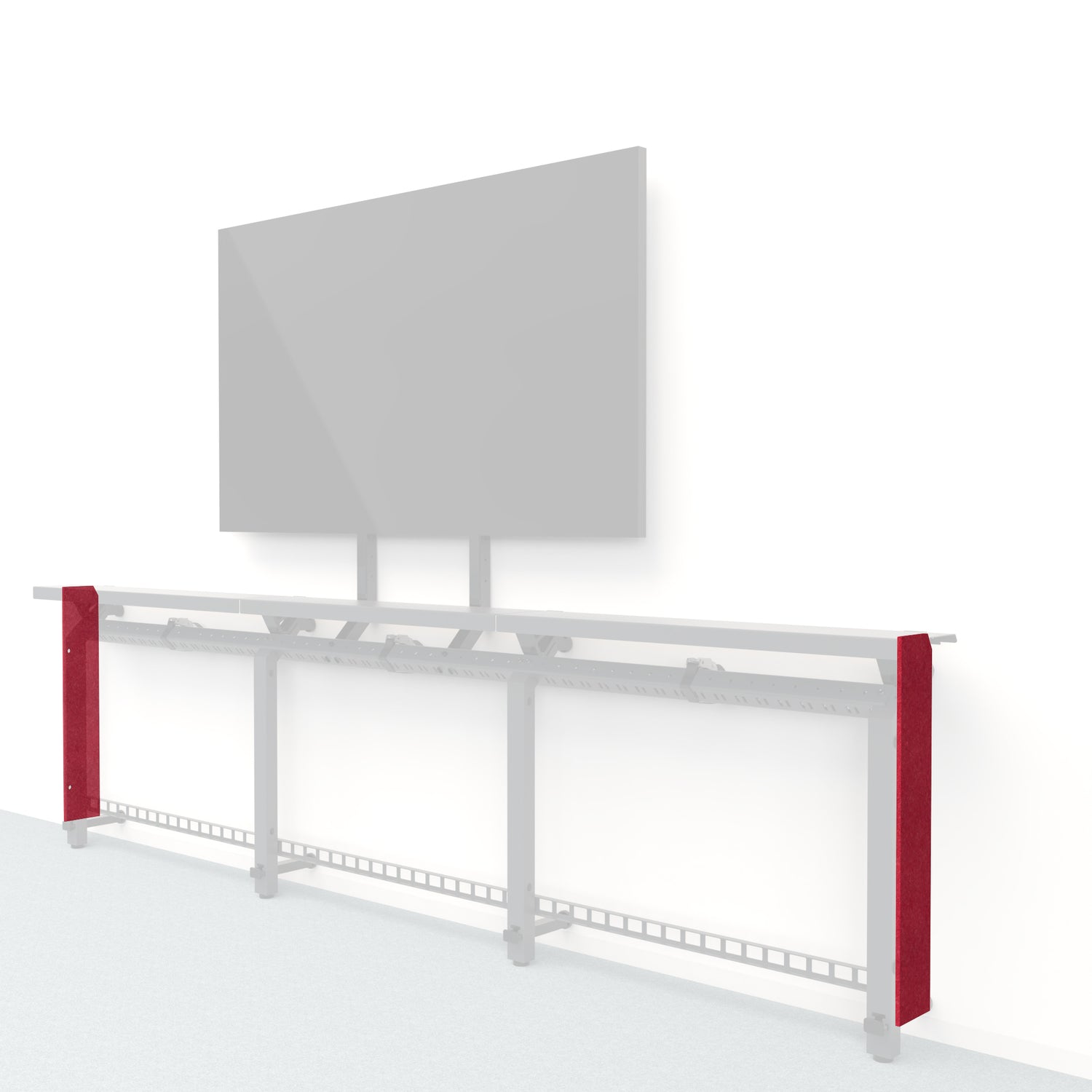 Heckler Framework Short End Cap in Ruby Felt Right — modular ruby red PET felt end panel for the Heckler Framework AV wall system.