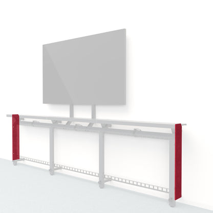 Heckler Framework Short End Cap in Ruby Felt Right — modular ruby red PET felt end panel for the Heckler Framework AV wall system.