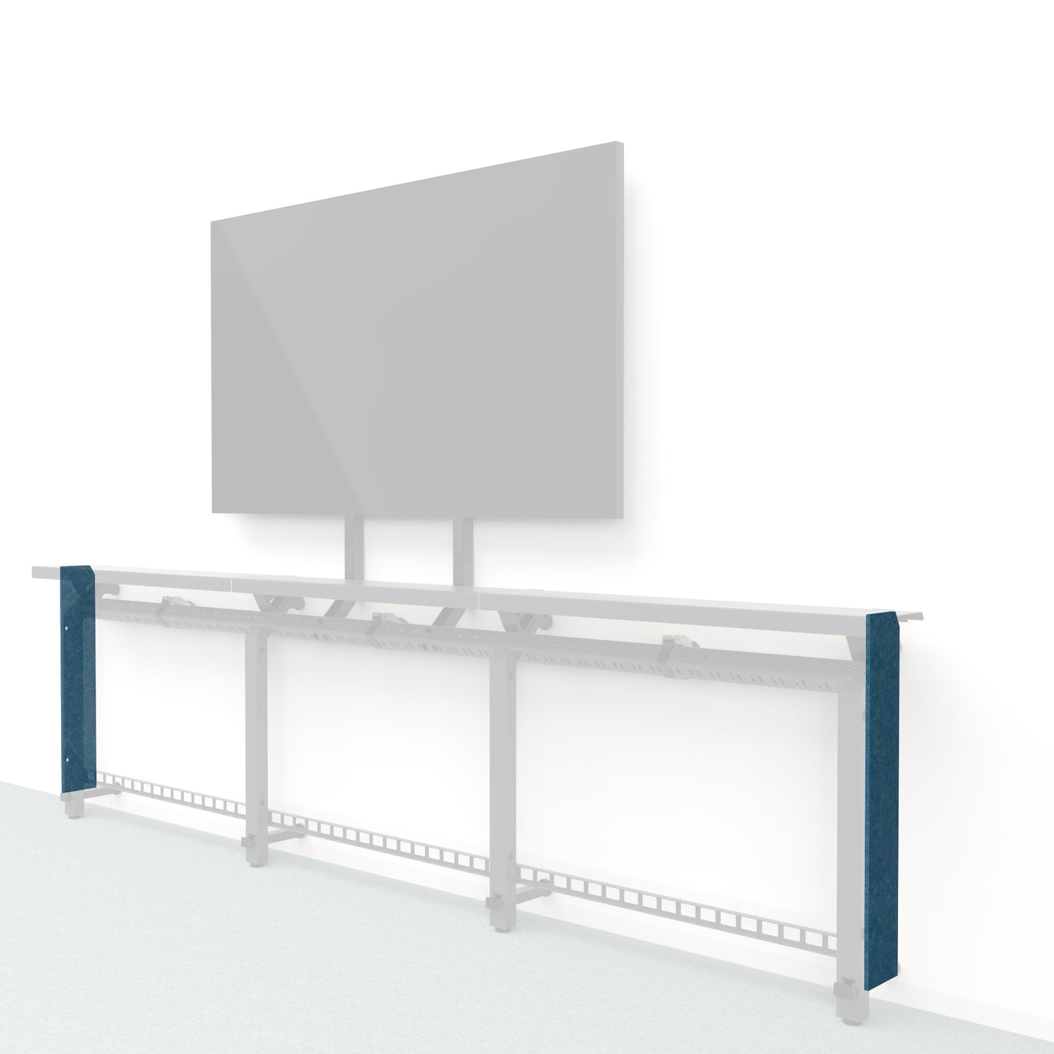 Heckler Framework Short End Cap in Slate Blue Felt Right — modular slate blue PET felt end panel for the Heckler Framework AV wall system.