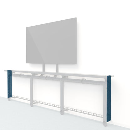 Heckler Framework Short End Cap in Slate Blue Felt Right — modular slate blue PET felt end panel for the Heckler Framework AV wall system.