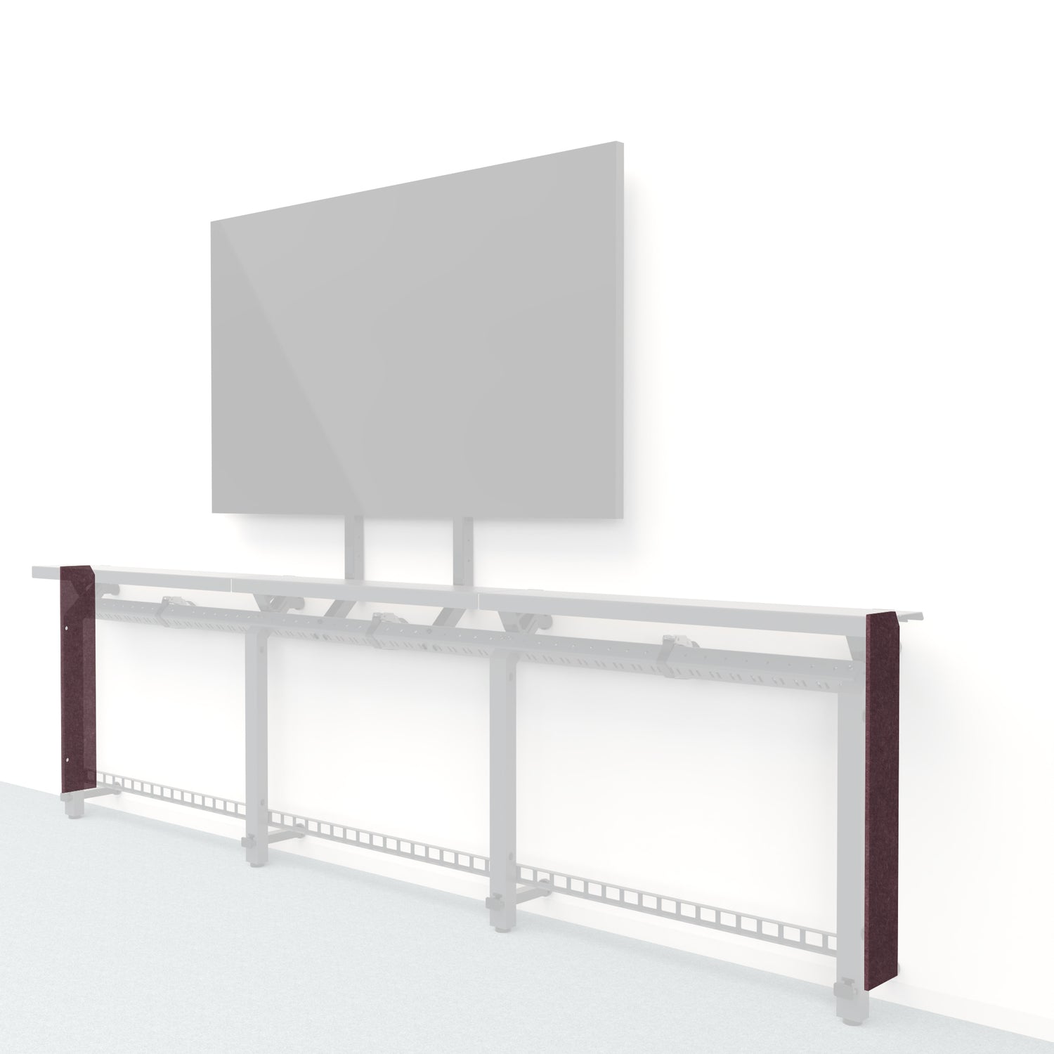 Heckler Framework Short End Cap in Wine Felt Right — modular wine burgundy PET felt end panel for the Heckler Framework AV wall system.