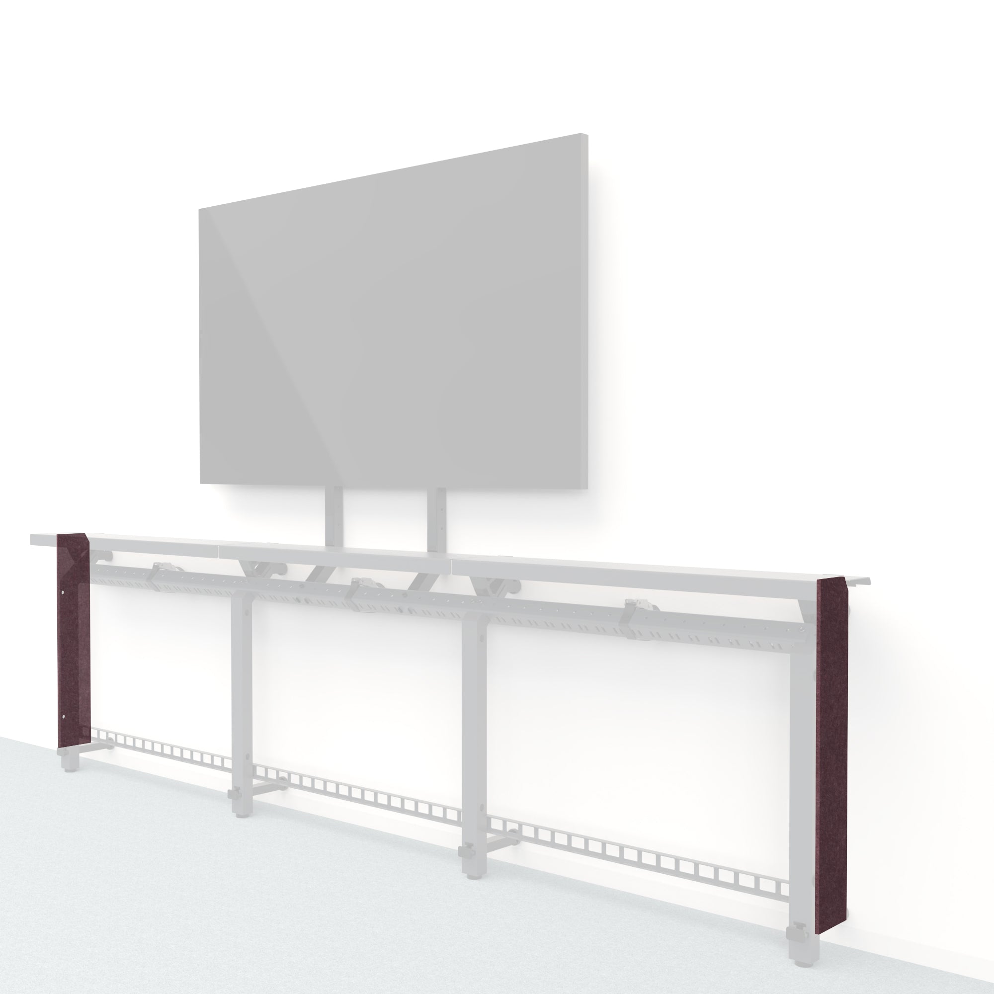 Heckler Framework Short End Cap in Wine Felt Right — modular wine burgundy PET felt end panel for the Heckler Framework AV wall system.