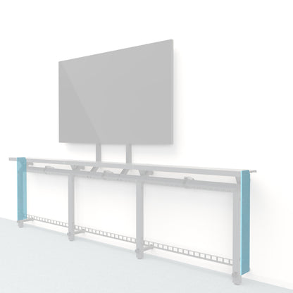 Heckler Framework Short End Cap in Baby Blue Felt Right — modular pale baby blue PET felt end panel for the Heckler Framework AV wall system.