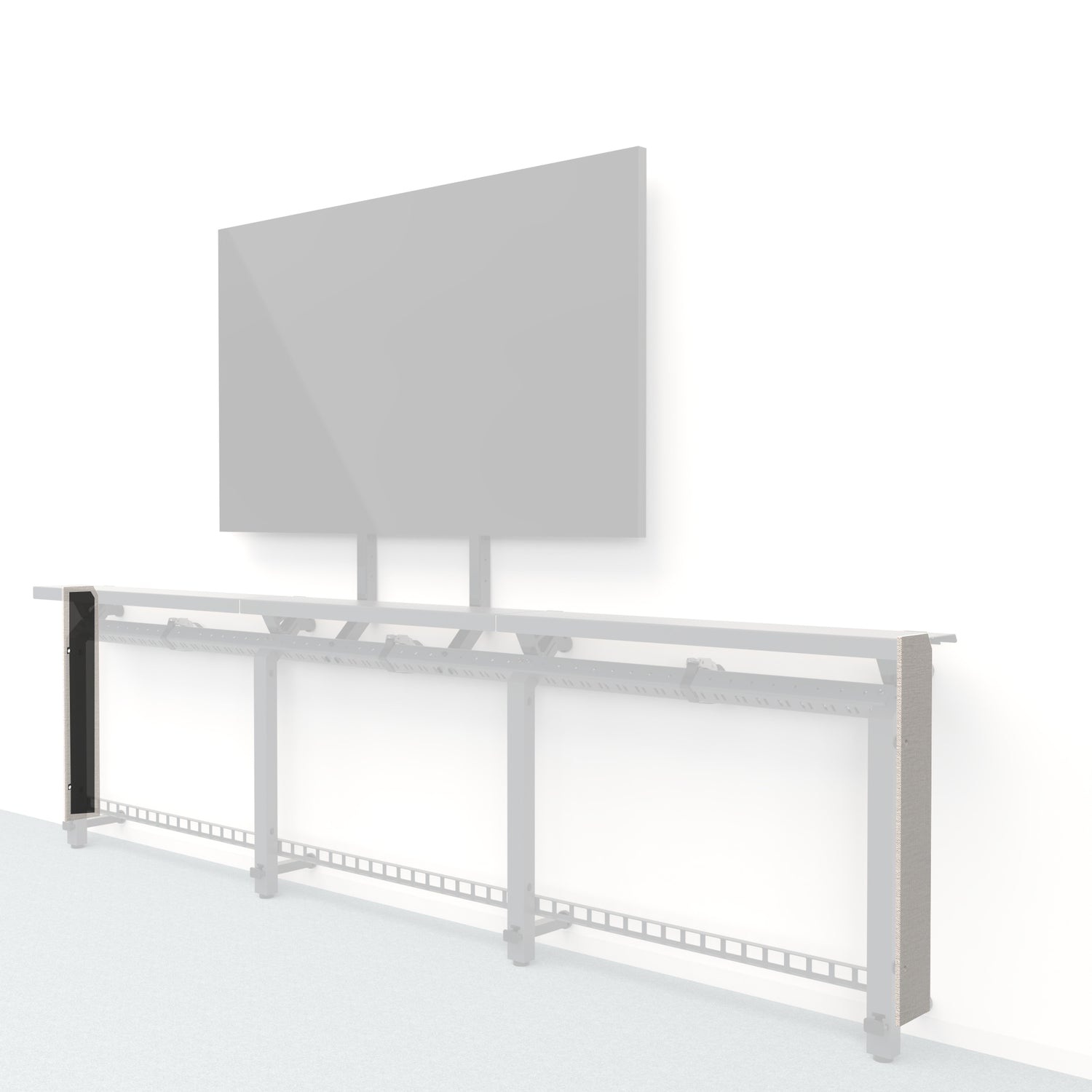 Heckler Framework Short End Cap in Off White Maharam textile — modular textile-wrapped off-white end panel for the Heckler Framework AV wall system.