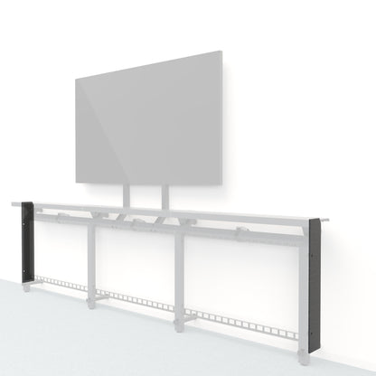Heckler Framework Short End Cap in Black Grey Maharam textile — modular textile-wrapped charcoal end panel for the Heckler Framework AV wall system.