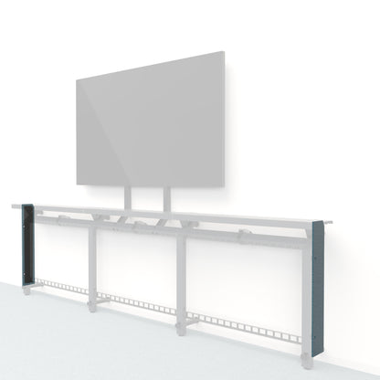 Heckler Framework Short End Cap in Thermosphere Maharam textile — modular textile-wrapped atmospheric blue end panel for the Heckler Framework AV wall system.