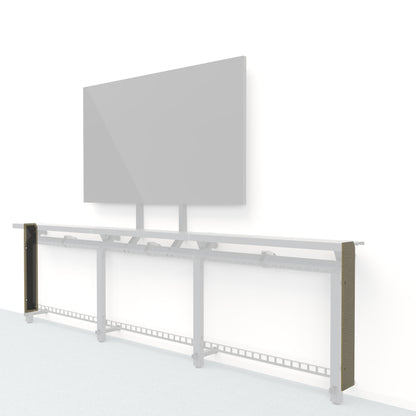 Heckler Framework Short End Cap in Saguaro Maharam textile — modular textile-wrapped desert green end panel for the Heckler Framework AV wall system.