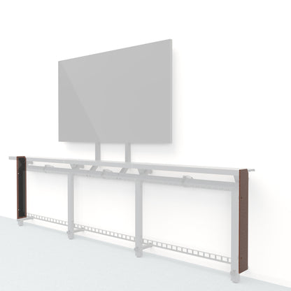 Heckler Framework Short End Cap in Shino Maharam textile — modular textile-wrapped warm oatmeal end panel for the Heckler Framework AV wall system.