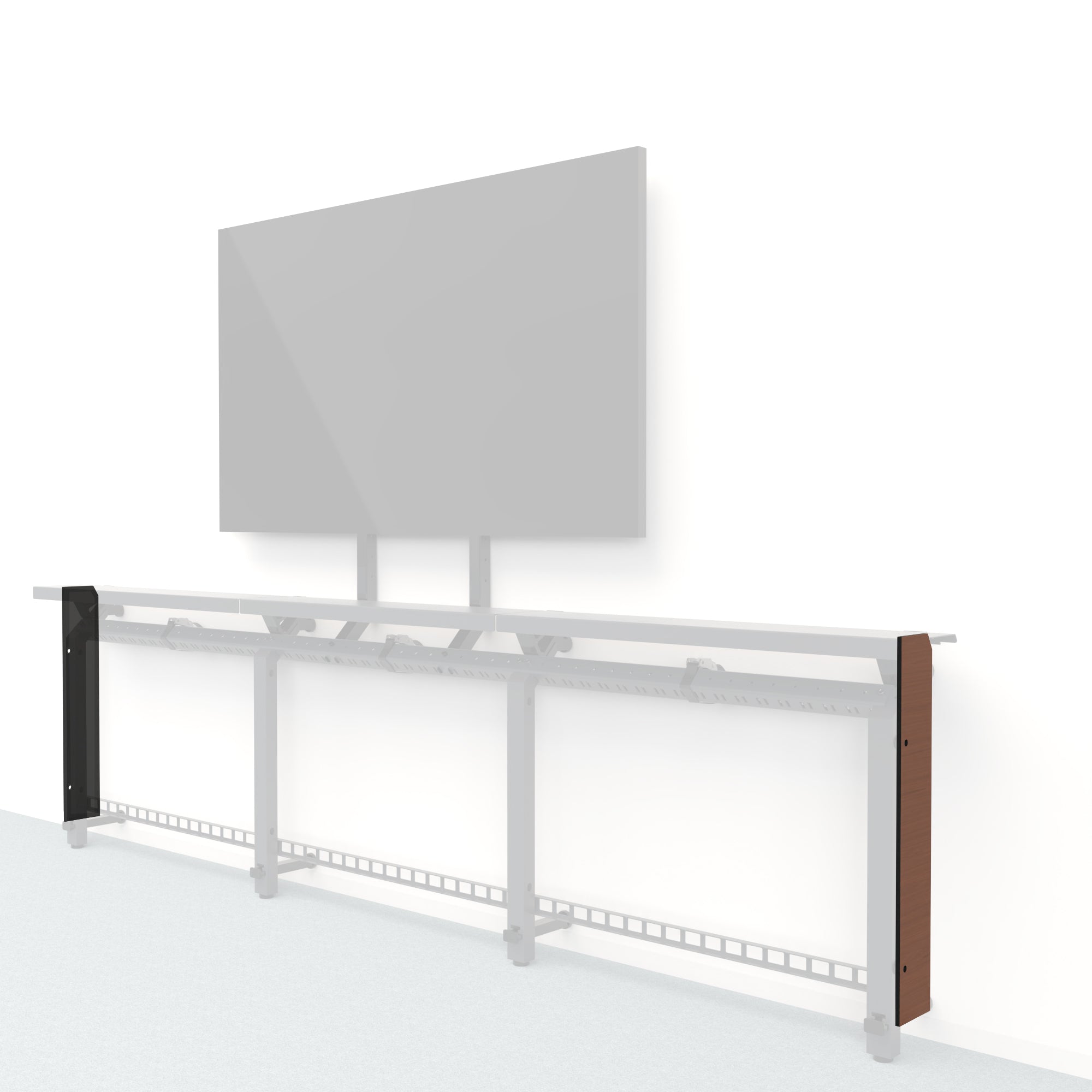 Heckler Framework Short End Cap in Wild Cherry wood look — modular cherry-woodgrain end panel for the Heckler Framework AV wall system.