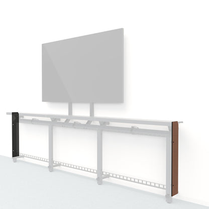 Heckler Framework Short End Cap in Wild Cherry wood look — modular cherry-woodgrain end panel for the Heckler Framework AV wall system.