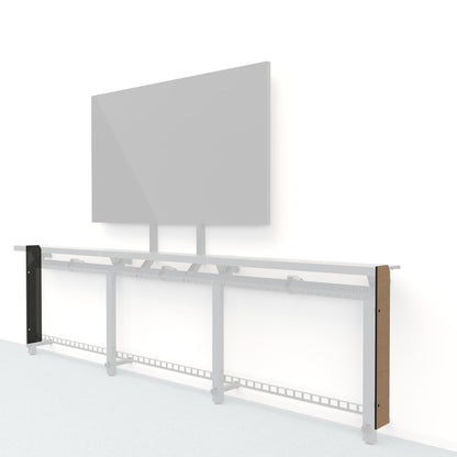 Heckler Framework Short End Cap in Castle Oak wood look — modular white-oak-woodgrain end panel for the Heckler Framework AV wall system.