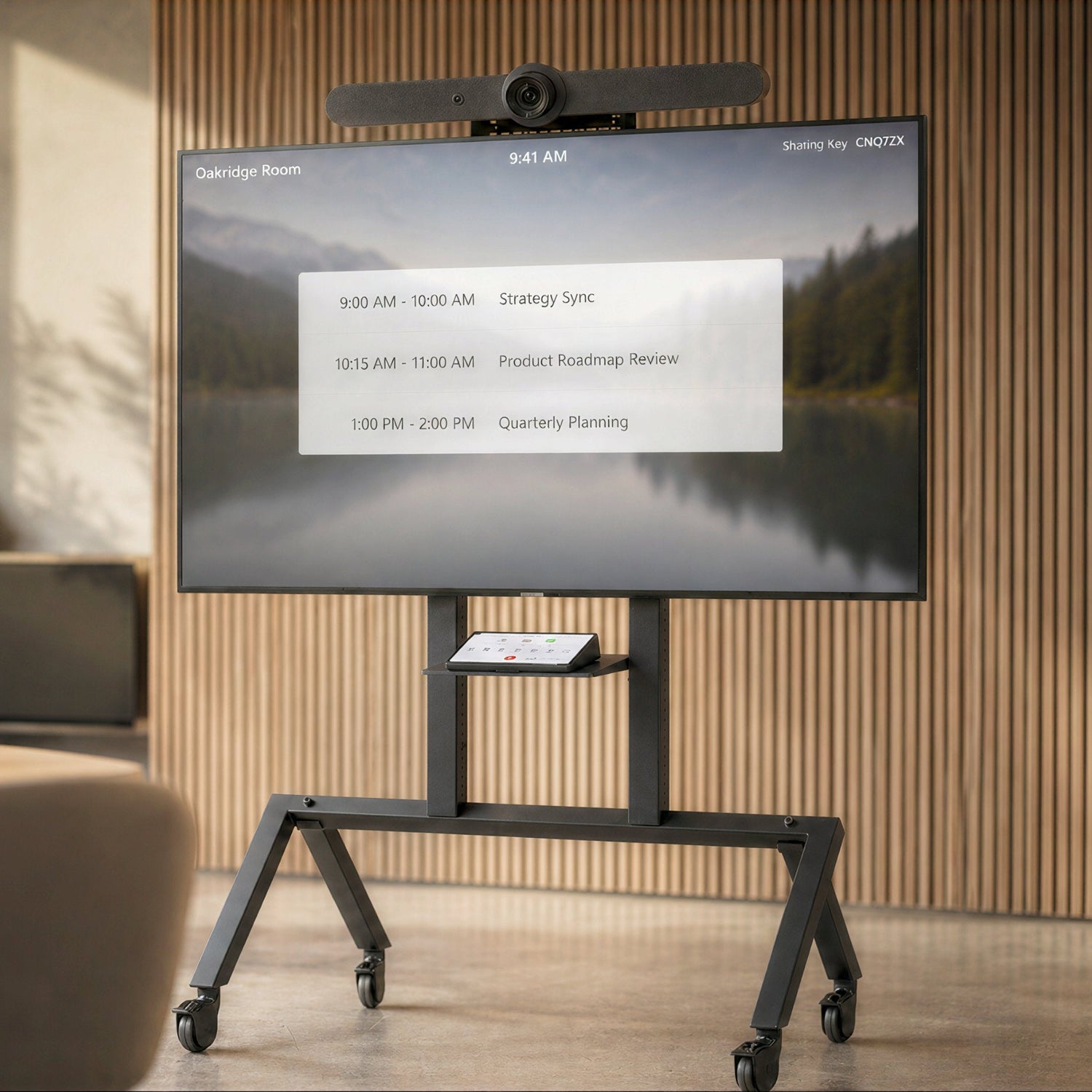 Heckler AV Cart for Logitech Rally Bar product view.