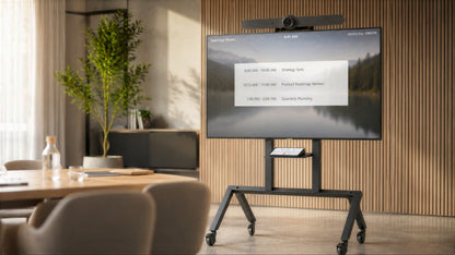 Heckler AV Cart for Logitech Rally Bar in a meeting space.