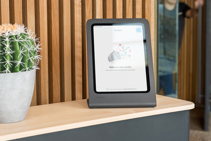 Heckler Portrait Stand for iPad at visitor check-in desk