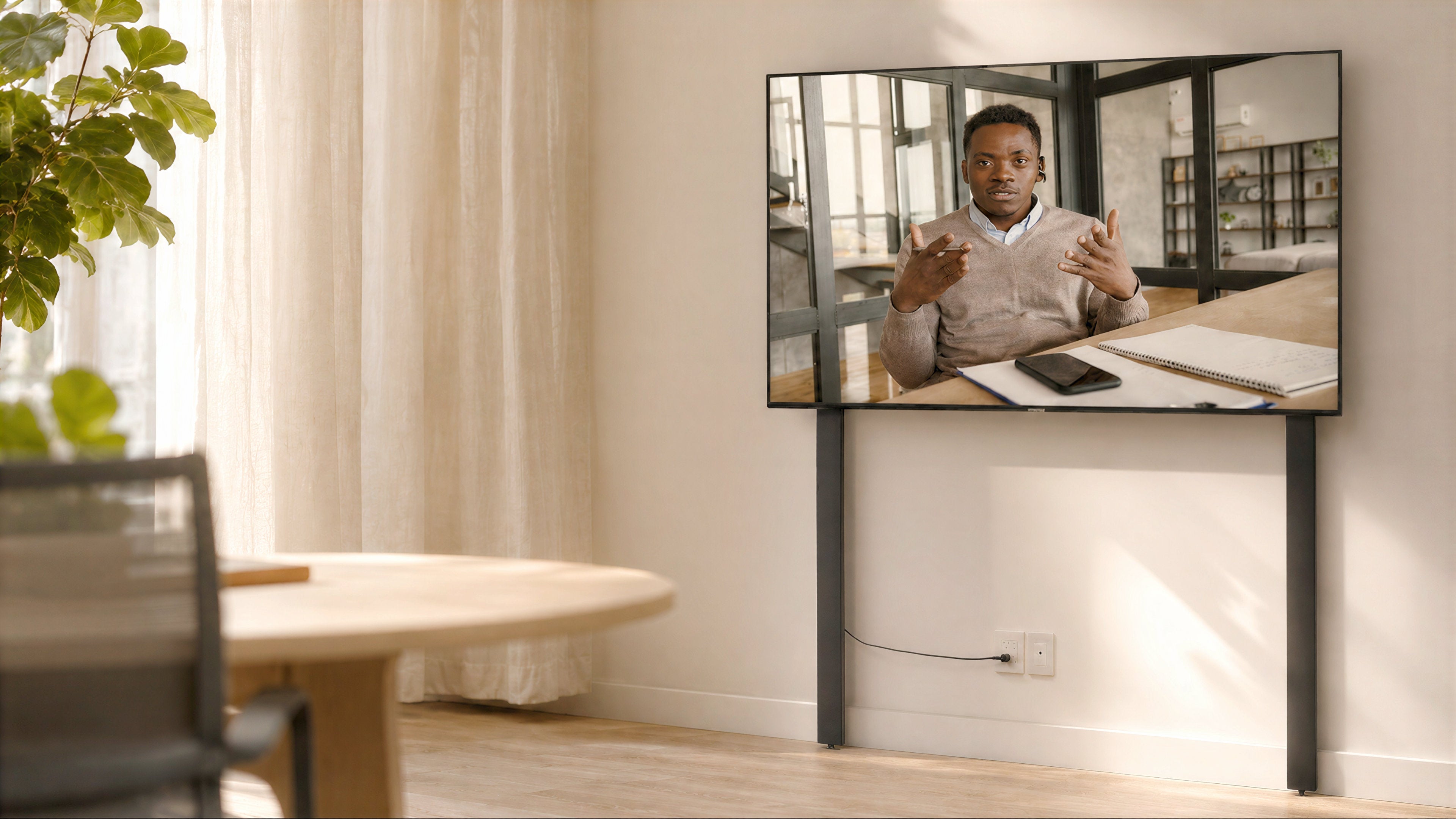 Heckler AV Wall Structure installed in a meeting space.
