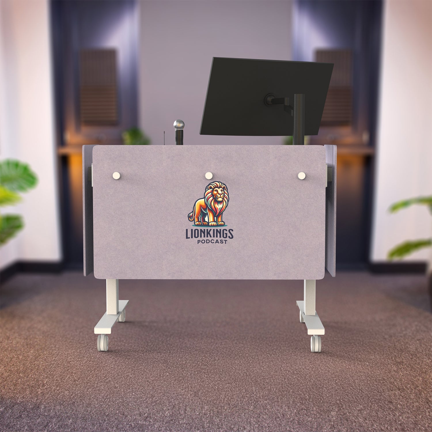 Standard Modesty Panel Set on Heckler Lectern 4U with Logo