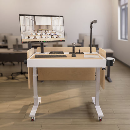 Heckler Lectern 4U White with instructor in classroom setting